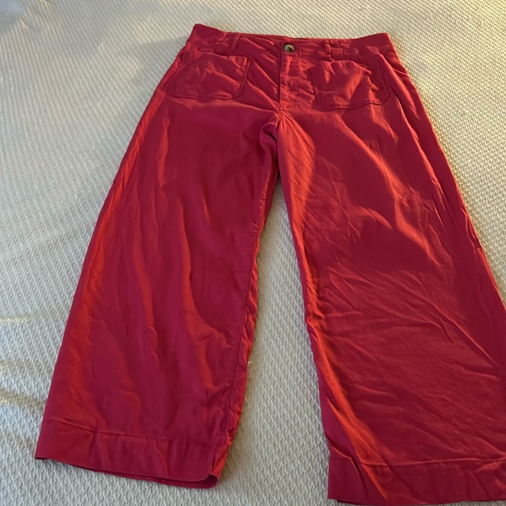 Maeve Collet wide leg cropped linen blend pants